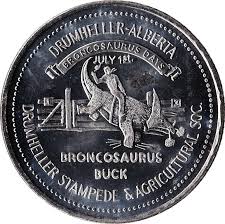 Joseph goodman started goodman games in 2001 and took advantage of the new d20 system license by publishing his first rpg, broncosaurus rex.:386. Broncosaurus Buck Drumheller Alberta Tokens Numista