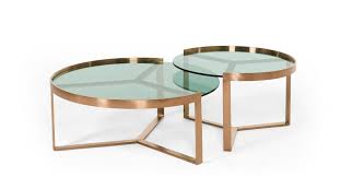 Does the table have a wood finish? Aula Nesting Coffee Table Brushed Copper And Green Glass Made Com In 2020 Nesting Coffee Tables Glass Coffee Table Copper Coffee Table