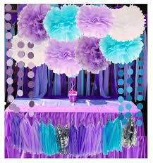 Purple Blue White Silver Mermaid Party Frozen Party Decorations Under The Sea First Birthday Decorations Birthday Decorations Bridal Shower Decorations Purple