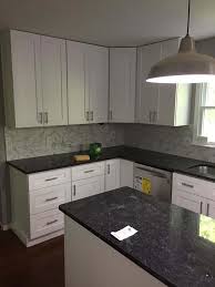shaker white cabinets with steel grey