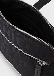 Flat Nylon Shoulder Bag With Emporio Armani Jacquard Lettering Emporio Armani Man