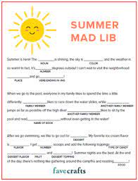Mad libs make a great stocking stuffers! Printable Summer Mad Lib Pdf Favecrafts Com