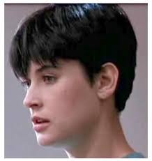 Subtly longer crown, exposed ears and a short length that tapers down the neck, with light to no sideburns. Demi Moore Ghost Hairstyle Google Search Demi Moore Short Hair Demi Moore Hair Demi Moore