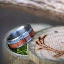 Redwood Granite Wedding Ring Fully Customizable Precious Metal Ring Staghead Designs Black Zirconium