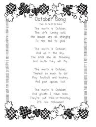 Another October Song Kindergarten Songs Kids Poems Calendar Songs