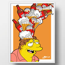 Barney Gumble Black And White Barney Gumble Unzipped Pop Art Print Mini Canvas Art Simpsons Art