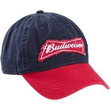 License Men S Budweiser Raw Edge Adjustable Baseball Cap Walmart Com Baseball Cap Black And Red Embroidered Baseball Caps