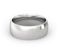 This solid 14k white gold wedding band has a polished finish that elegantly highlights its traditional, slightly domed design. 14k White Gold Men S Wedding Band 8mm 8mm Wedding Rings