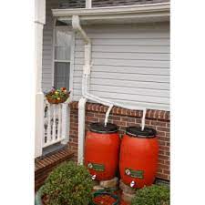 It is a good idea to have the drain connection a few inches above the bottom of the barrel to minimize the chances of debris in the bottom of the drum clogging the pipe connection. Double Rain Barrel Diverter System Double Capacity