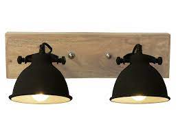 Applique murale industrielle en bois townshend. Applique Murale Avec 2 Spots Industriel Finley Fer Bois