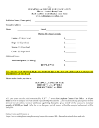 2024 ROCKINGHAM COUNTY FAIR ASSOCIATION Market Livestock Entry Form (Each  exhibitor must fill out an entry form) www.rockinghamc