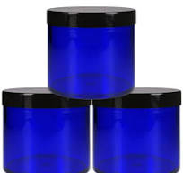 10oz/300g/300ml High Quality Acrylic Leak Proof Cobalt Blue Container Jars  with Black Lids 3pcs