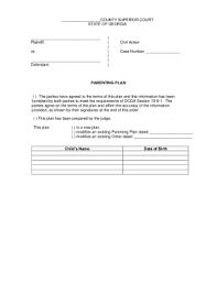 Treat your body right and your skin will benefit, too. Georgia Paranting Plan Fill Online Printable Fillable Blank Pdffiller