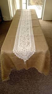 Does Not Come With Burlap Shown In The Picture Elegant And Simple Would Be The Two Words Burlap Lace Table Runner Lace Table Runner Wedding Lace Table Runners