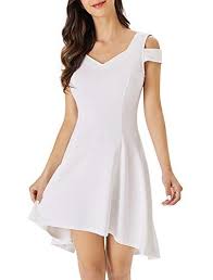 Insnova Women S Cold Shoulder High Low Cocktail Party Aline Skater Dresses For Juniors Gr In 2020 Party Skater Dresses Cocktail Party Skater Dress White Cocktail Dress