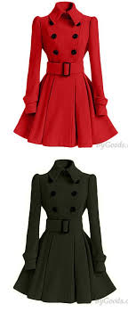 Mittlerer Stil Zweireiher Stehkragen Faltenrock Silm Fashion Damen Herbst Winter Wollmantel Nur 44 99 Mode Stil Women Overcoat Autumn Jacket Women Autumn Fashion Women