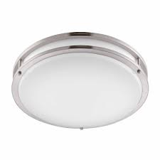 Assemble the dome or shade. Hampton Bay Low Profile Led 16 In Flush Mount Ceiling Brushed Nickel White Lighting Fixtu The Home Depot Canada