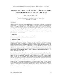 We did not find results for: Examining Impacts Of Big Data Analytics On Consumer Finance A Case O