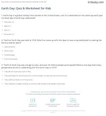 Questions and answers about folic acid, neural tube defects, folate, food fortification, and blood folate concentration. Earth Day Quiz Worksheet For Kids Study Com