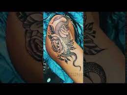 34 Snake And Flower Tattoo On Girl S Thigh Youtube Snake And Flower Tattoo Snake And Flowers Tattoo Thighs Tattoos