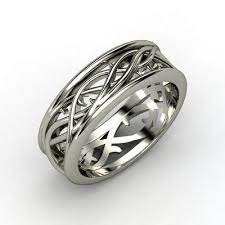 14k White Gold Ring Vine Band Gemvara Celtic Wedding Rings Mens Wedding Rings Mens Wedding Bands White Gold