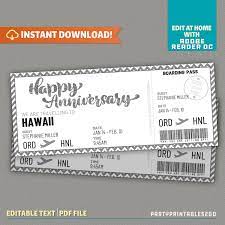 surprise trip happy anniversary boarding pass ticket flight etsy surprise trip trip holiday vacations