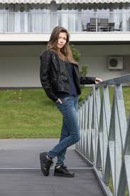 leather jackets, model, looking at viewer, women outdoors, women, Mila Azul,  long hair, jacket, straight hair, HD Wallpaper | Rare Gallery