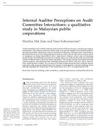 Let's change the world together. Pdf Internal Auditor Perceptions On Audit Committee Interactions A Qualitative Study In Malaysian Public Corporations Nava Subramaniam And Mazlina Zain Academia Edu