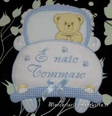Fiocco Nascita Macchina Celeste E Nato Tommaso Punto Croce Bambino Nascita Ricamo Per Neonato