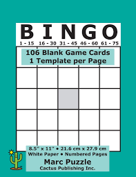 This bingo card has 34 images and a free space. Bingo 106 Blank Game Cards 1 Bingo Template Per Page 8 5 X 11 21 6 X 27 9 Cm White Paper Page Numbers Empty Grid Board Score Scorecards Scoresheets Large Print Cactus Publishing