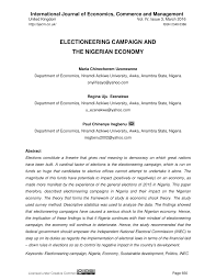 Pdf Electioneering Campaign And The Nigerian Economy