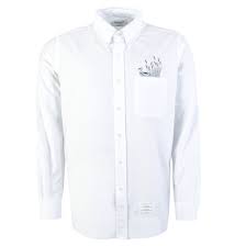 Long Sleeve Pocket Duck Embroidered Oxford Shirt