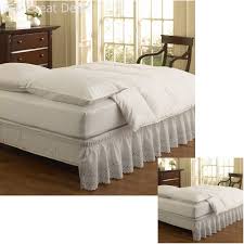 (more customer reviews) ruffled bed skirt with embroidery all around availalbe in 14 & 18 drops overlaping split corners 100. Ruffled Eyelet Bed Skirt Bedroom Decor Queen King Size White 15 X 18 Inch Drop For Sale Online