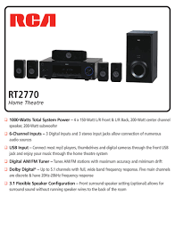 Rca Rt2770 Specification Sheet Pdf Download Manualslib A wide variety of 1000 watt home theater system options are available to you, such as special feature, channels, and player type. rca rt2770 specification sheet pdf