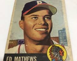 Original Vintage 1953 Topps Baseball Ed Mathews, Card No. 37, Boston  Braves, Sports Card