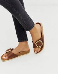 Birkenstock Arizona Big Buckle Rose Gold Birkenstock Madrid Big Buckle Flat Sandals In Tan Asos Ankle Strap Heels Birkenstock Sandals Outfit Buckled Flats