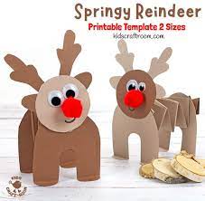 Make a cute standing reindeer using paper. Printable Accordion Paper Reindeer Craft Kids Craft Room