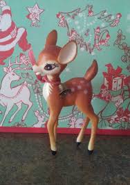 Vintage Hard Plastic Deer Fawn Bambi Baby Spotted Reindeer Neck Bell Christmas Diorama Nursery Decoration Woodland Animal Price For 1 Deer Christmas Diorama Retro Christmas Decorations Vintage Deer