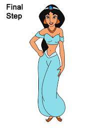 On the right side of the torso, draw a long, vertical line as a guide for the other arm. Disney Princess Jasmine Full Body Jasmine Drawing Novocom Top