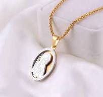 Stainless Steel Virgin Mary Maria Medal Pendant Necklace