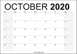 What is the moon phase for october? October 2020 Calendar Printable Monthly Free Download Hipi Info Calendars Printable Free