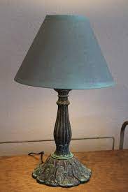 Dixie Belle Isn T Just For Furniture Bronze Patina Paint And Green Spray On Metal Lamp And Painted The Shade Painting Lamps Green Lamp Green Painted Furniture