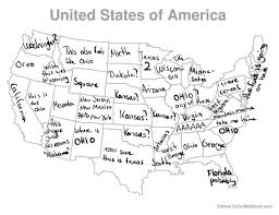 This map includes the united states map with states names including alaska and hawaii. This Map Is All Over Twitter Apparently Some German Guy Got Bored And Tried To Name All 50 States This Is The End Result Funny