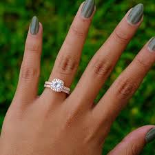 Cushion Halo Engagement Ring Set Half Eternity Wedding Band Modern Gents Trading Co Unique Engagement Rings Wedding Rings Unique Wedding Rings Vintage