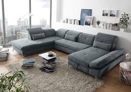 Details Zu Couch Melfi Sofa Schlafcouch Wohnlandschaft Schlaffunktion Grau Dunkel U Form