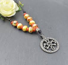 Glass Bead Necklace With Celtic Knot Cross