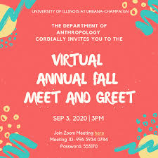 A method of contact between a service provider, such as a hotel collection service, or car hire provider, and the arriving client at an airport or railway station. Anthropology Virtual Fall Meet And Greet Anthropology At Illinois