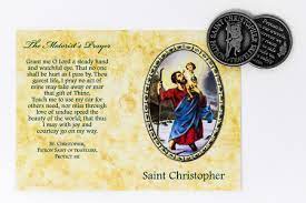 St christopher keyring, patron saint of travelers, soldier gift, travel personalised charm keyring, initial & swarovski birthstone crystal. Direct From Lourdes Pocket Token St Christopher Patron Saint Of Travelers