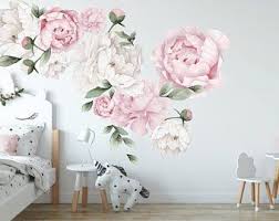 Peony Wall Decal Peony Flowers Wall Sticker Peony Nursery Etsy Flower Wall Stickers Flower Wall Decals Flower Wall