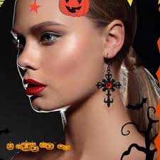 Amazon.com: ANGLEQUEEN Gothic Cross Earrings for Women Red Black Crystal  Cross Earrings Punk Vintage Rose Hook Earrings Cross Faith Dangle Drop ...
